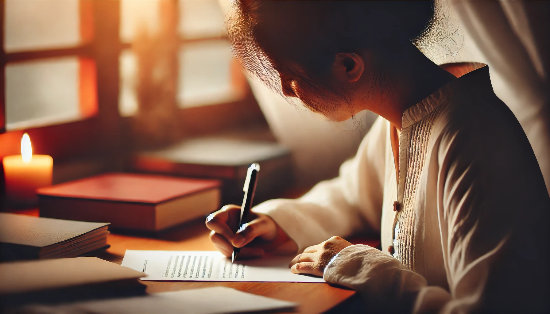 Woman writing at a desk